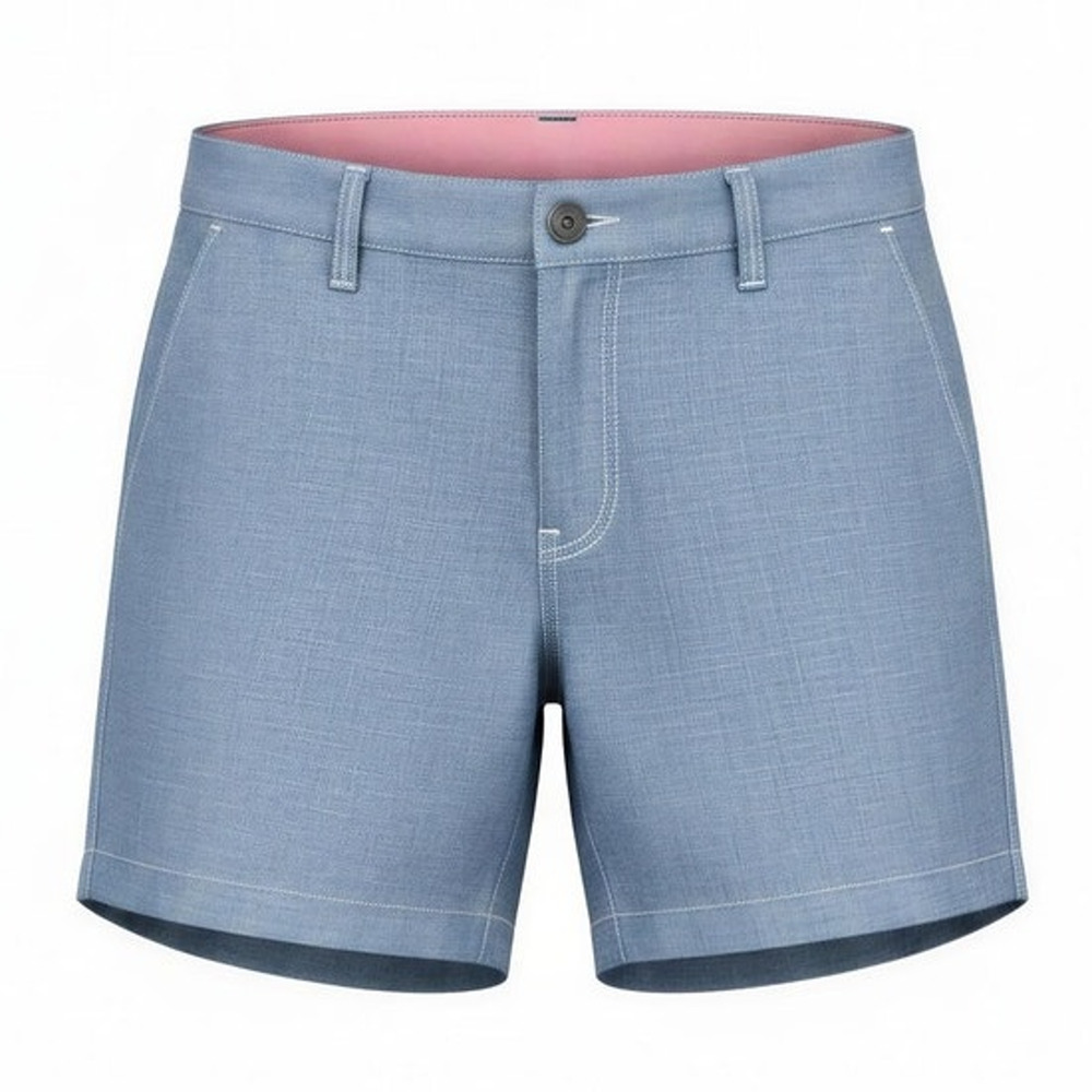 Merona Chino Shorts Womens Size 8 Blue Chambray Mid Rise‎ Cuffed Hem
